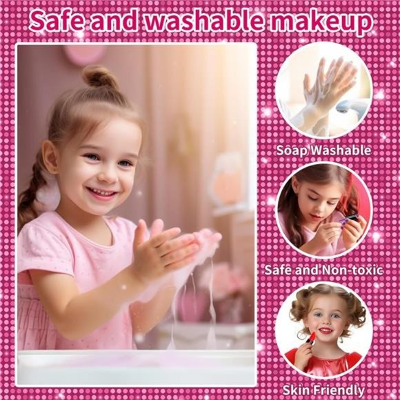 Kids Makeup Kit, 52 Pcs Pretend Makeup , Washable Non Toxic Make Up For Kids - Picture 5 of 6